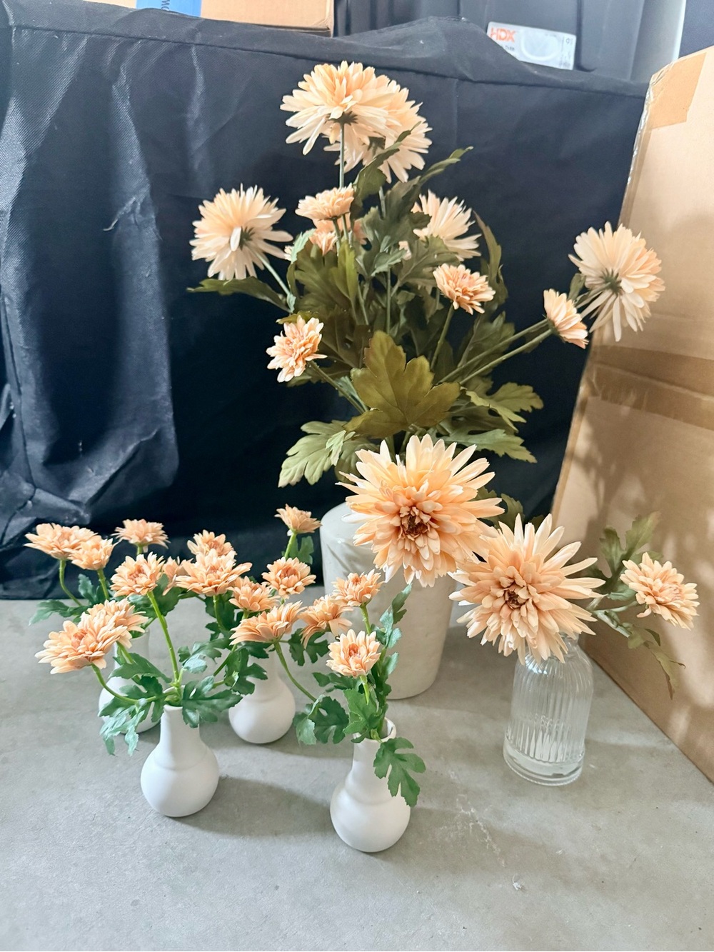 Hearth & Hand Peach Faux Chrysanthemum Bouquet with Greenery